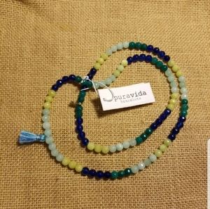Rare Pura Vida Mala Bead Gemstone Necklace